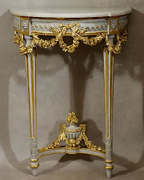 Petite console néoclassique bois doré et laqué